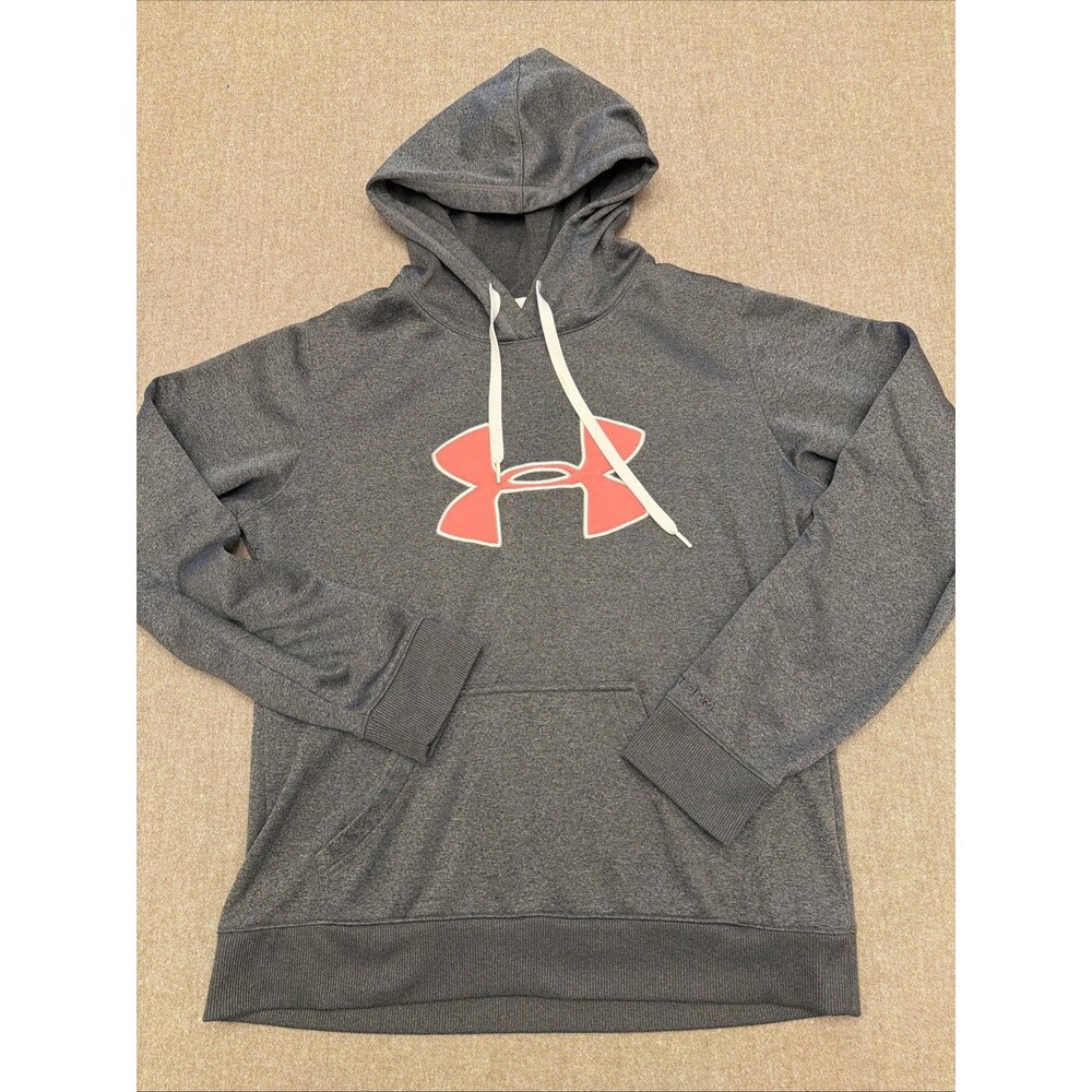 Under Armour Storm Women's M Pullover Hoodie Gray Pink Logo Hooded Pockets